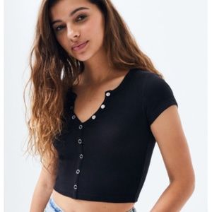 Me To We So Peachy Snap T-Shirt Black Size XS